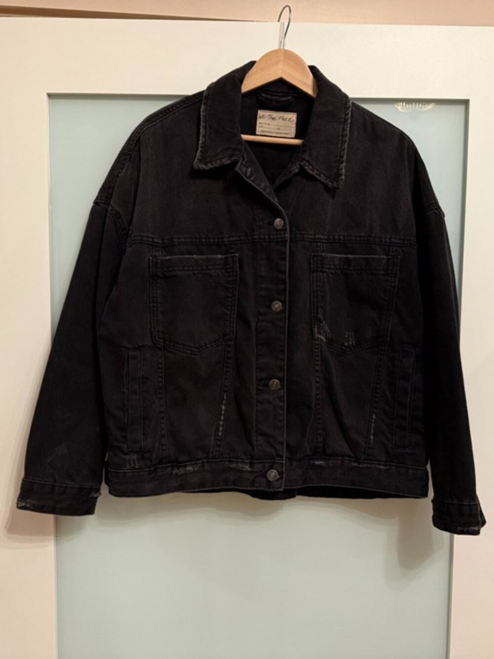 NWOT - Free People - We The Free - Opal Swing Denim Jacket - Black - Sz M - Picture 5 of 8